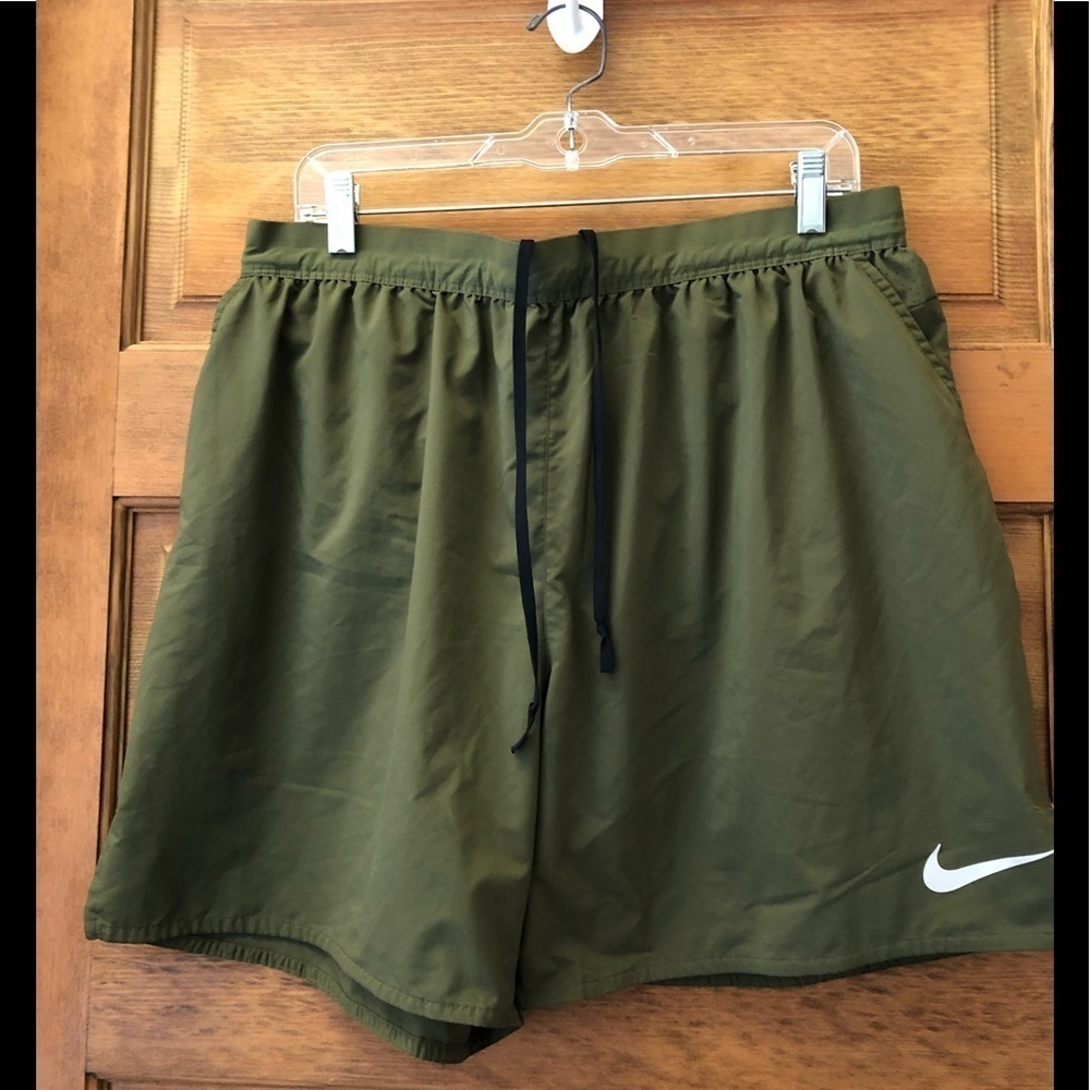 Nike Dri-Fit / Mens / Running shorts/ Olive Green w/ Orange glow stripe/ XXL